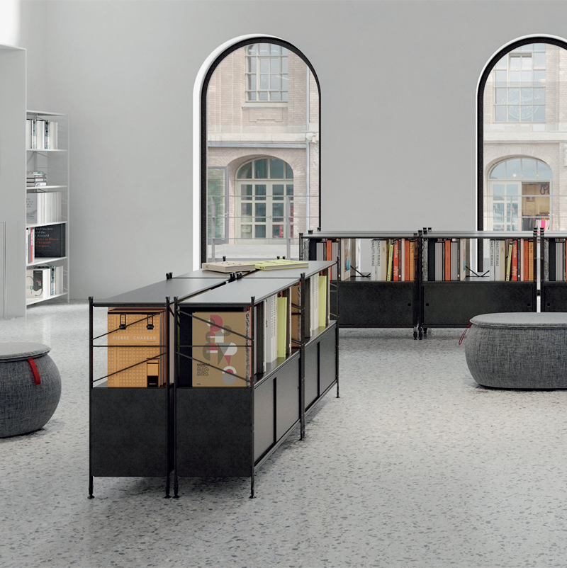 esempio di arredamento per una biblioteca dal design minimal