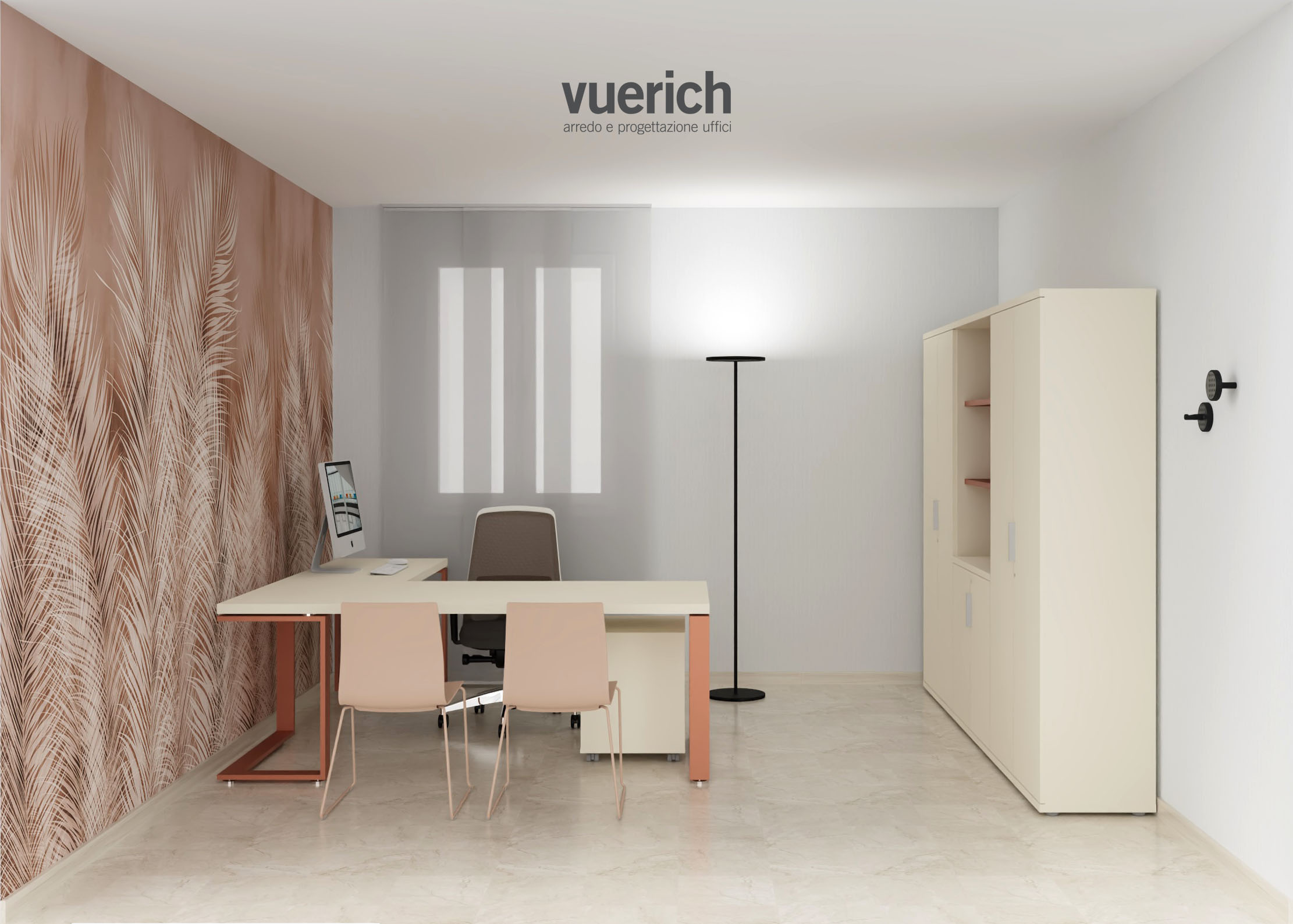 Arredamento ufficio Bianco talco_Rame_Rosa